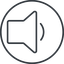 Thin, line, up, circle, speaker, volume, mute, unmute, music, sound, loudspeaker, volume-1-thin icon