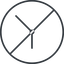 Thin, line, down, circle, horizontal, mirror, prohibited, clock, time, meeting, hour, minute, hours, minutes, clock-thin icon