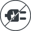 Thin, line, down, circle, horizontal, mirror, prohibited, electricity, plug, charge, charger, electric, electrics, electrical, plug-alt icon