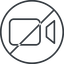Thin, line, down, circle, horizontal, mirror, youtube, video, prohibited, camera, film, movie, videocamera, videocamera-thin icon