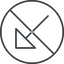 Thin, line, down, circle, arrow, prohibited, corner, arrow-corner-thin icon