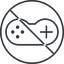 Thin, line, down, circle, prohibited, game, gaming, games, gamepad, pad, joystick, gamepad-thin icon