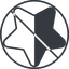 Thin, line, down, circle, star, rate, rating, prohibited, half, star-half-thin icon