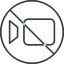 Thin, line, down, circle, youtube, video, prohibited, camera, film, movie, videocamera, videocamera-thin icon