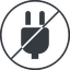Thin, line, left, circle, prohibited, electricity, plug, charge, charger, electric, plug-solid, electrics, electrical icon