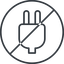 Thin, line, left, circle, prohibited, electricity, plug, charge, charger, electric, plug-thin, electrics, electrical icon