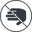 Thin, line, right, solid, circle, horizontal, mirror, prohibited, hand, stop, fingers, hand-solid icon