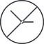 Thin, line, right, circle, prohibited, clock, time, meeting, hour, minute, hours, minutes, clock-thin icon