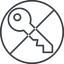Thin, line, right, circle, prohibited, unlocked, unlock, locked, lock, key, access, security, key-alt-thin icon