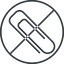 Thin, line, right, circle, prohibited, paper, clip, attachment, paper-clip, paper-clip-alt, paper-clip-alt-thin icon