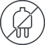 Thin, line, right, circle, prohibited, electricity, plug, charge, charger, electric, plug-thin, electrics, electrical icon