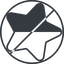 Thin, line, right, circle, star, rate, rating, prohibited, half, star-half-thin icon