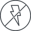 Thin, line, solid, circle, horizontal, mirror, prohibited, lightning, bolt, electricity, thunder, lightning-thin icon