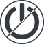 Thin, line, circle, horizontal, mirror, prohibited, power, on, off, turn-on, turn-off, power-solid icon