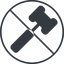 Thin, line, circle, prohibited, gavel, law, auction, hammer, judge, gavel-solid icon