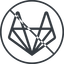 Thin, line, circle, brand, social, network, prohibited, brands, repo, gitlab, gitlab-alt, wolf icon