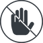 Thin, line, up, solid, circle, prohibited, hand, stop, fingers, hand-solid icon