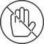 Thin, line, up, solid, circle, prohibited, hand, stop, fingers, hand-thin icon