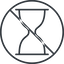 Thin, line, solid, circle, glass, prohibited, wait, load, loading, waiting, clock, hour, hourglass, sandglass, sand, timer, hourglass-thin icon