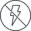 Thin, line, solid, circle, prohibited, lightning, bolt, electricity, thunder, lightning-thin icon