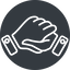 Thin, down, solid, circle, horizontal, mirror, business, hand, handshake, shake, agreement, deal, hands, shaking, agree, handshake-thin icon