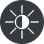 Thin, down, solid, circle, star, light, brightness, luminosity, intensity, brilliance, lighter, darker, dark, mode, Illumination, sun, shine, flash, ray, brightness-thin, brightness-thin-half, brightness-half icon