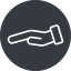 Thin, down, solid, circle, healthcare, help, care, gift, hand, giving, giving-hand, love, give, giving-hand-thin icon