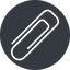 Thin, down, solid, circle, paper, clip, attachment, paper-clip, paper-clip-alt, paper-clip-alt-thin icon