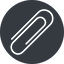 Thin, down, solid, circle, paper, clip, attachment, paper-clip, paper-clip-thin icon