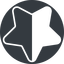 Thin, down, solid, circle, star, rate, rating, half, star-half-thin icon