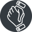 Thin, left, solid, circle, horizontal, mirror, business, hand, handshake, shake, agreement, deal, hands, shaking, agree, handshake-thin icon