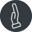 Thin, left, solid, circle, healthcare, help, care, gift, hand, giving, giving-hand, love, give, giving-hand-thin icon