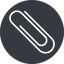 Thin, left, solid, circle, paper, clip, attachment, paper-clip, paper-clip-thin icon