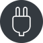 Thin, left, solid, circle, electricity, plug, charge, charger, electric, plug-thin, electrics, electrical icon