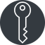 Thin, right, solid, circle, horizontal, mirror, unlocked, unlock, locked, lock, key, access, security, key-thin icon