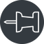 Thin, right, solid, circle, thumbtack, pin, unpin, thumbtack-thin icon