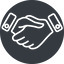Thin, up, solid, circle, horizontal, mirror, business, hand, handshake, shake, agreement, deal, hands, shaking, agree, handshake-thin icon