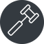 Thin, solid, circle, gavel, law, auction, hammer, judge, gavel-thin icon