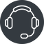 Thin, solid, circle, phone, call, headset, headphone, microphone, support, headset-thin icon