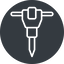 Thin, up, solid, circle, tool, construction, noise, jackhammer, demolition, concrete, pneumatic, mining, drill, mining-dril, jackhammer-thin icon