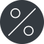 Thin, solid, circle, percent, pct, percentage, ratio, discount, percent-thin icon