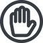 Line, up, wide, solid, circle, hand, stop, fingers, hand-wide icon