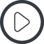 Line, up, wide, circle, arrow, video, play, mp3, player, pause, play-thin icon