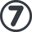 Line, normal, wide, circle, number, font, digit, 7, seven, seven-wide icon