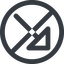 Line, right, wide, circle, arrow, prohibited, corner, arrow-corner-wide icon