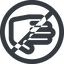 Line, right, wide, solid, circle, prohibited, hand, stop, fingers, hand-wide icon