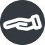 Down, wide, solid, circle, healthcare, help, care, gift, hand, giving, giving-hand, love, give, giving-hand-wide icon