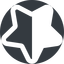 Down, wide, solid, circle, star, rate, rating, half, star-half-wide icon