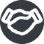 Up, wide, solid, circle, horizontal, mirror, business, hand, handshake, shake, agreement, deal, hands, shaking, agree, handshake-wide icon