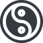 Wide, solid, circle, horizontal, mirror, symbol, zen, yinyang, yin, yang, taoism, tao, china, taijitu, yin-yang-wide icon